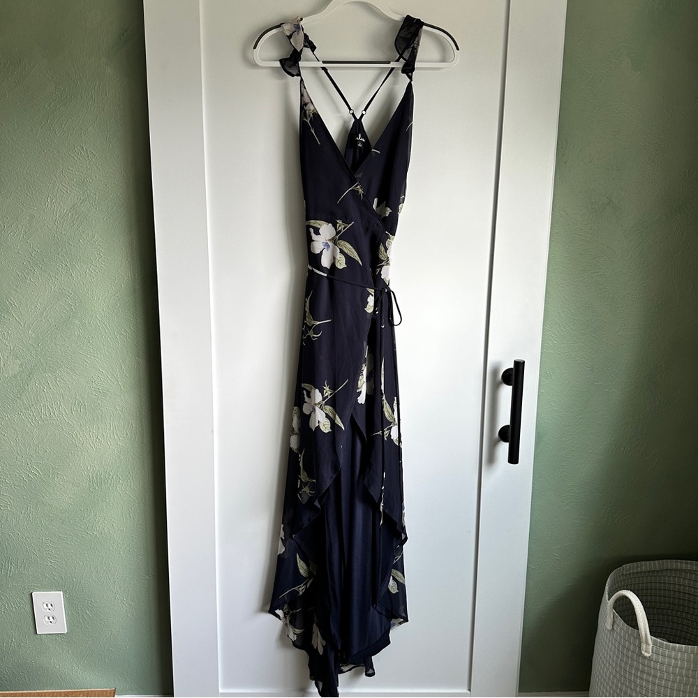 Lulu's Navy Floral Wrap Dress